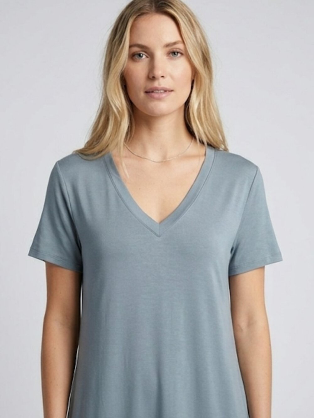 Short Sleeve Color Block Tee Dress Gray - Picture 3 of 8
